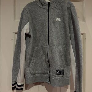 Nike Boys CL Gray and White Zip Up Jacket